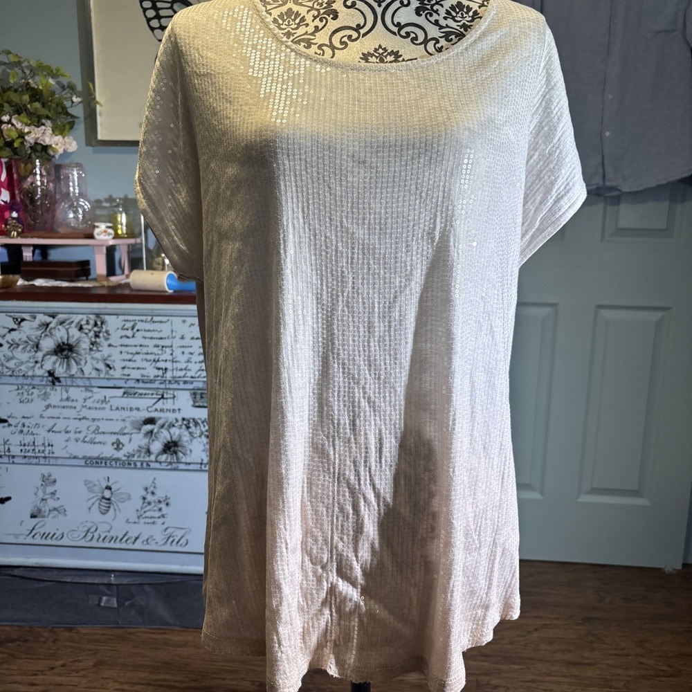 Crosby Sequined Top Sz Xl Beige‎ Or Blush